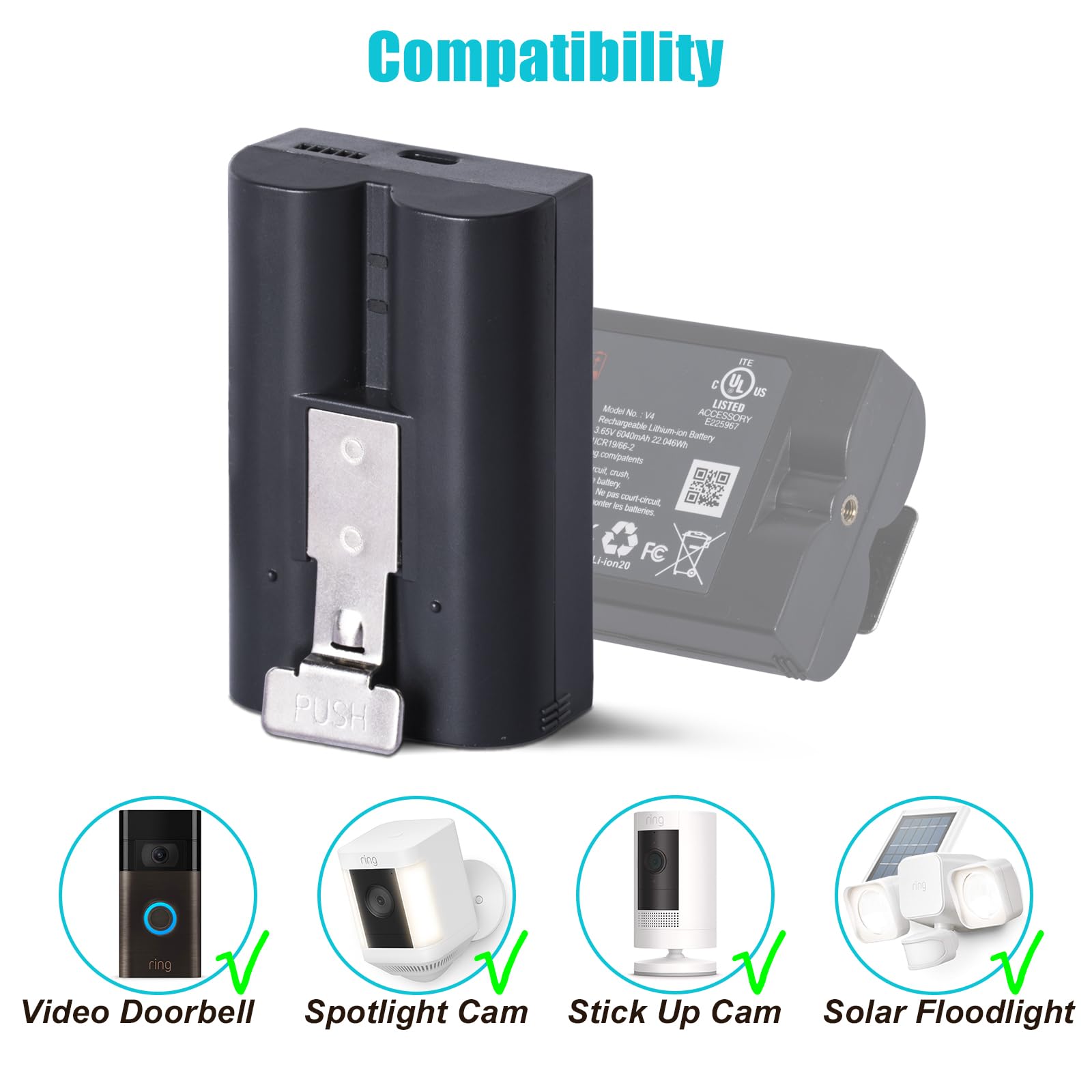 Amazon.com: TsuLin 1 Pack Replacement V4 Battery for Ring Video